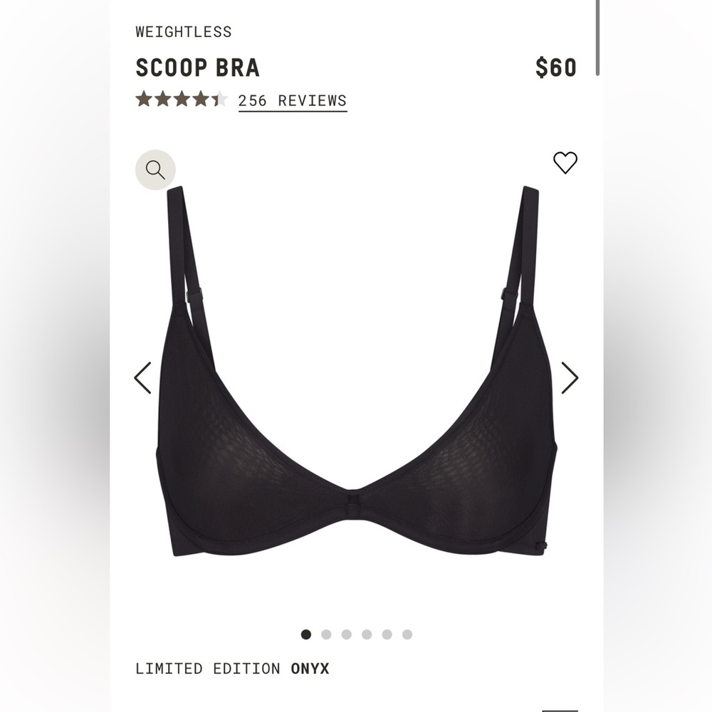 SKIMS WEIGHTLESS SCOOP BRA ONYX 36DD NWT